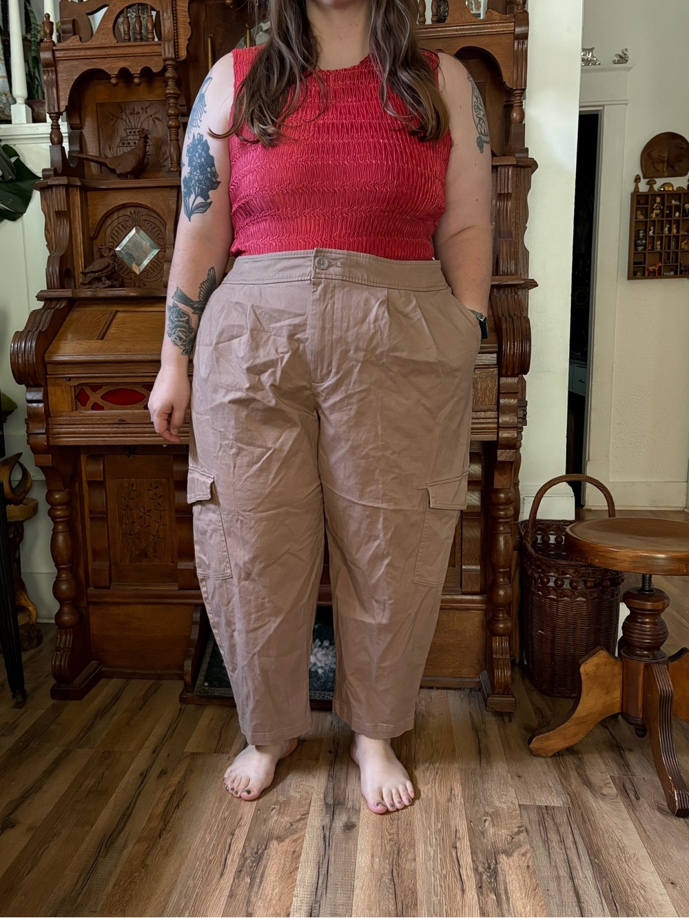 Cute Ava & Viv Cargo Utility Straight Leg Cargo Pleated Trouser Pants